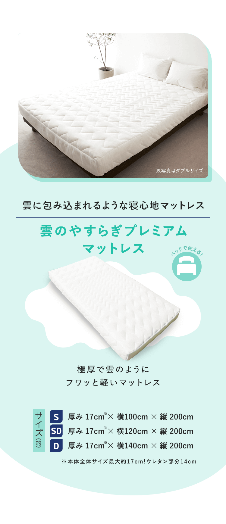 雲のやすらぎプレミアム 雲のマットレス ｜イッティ公式ショップ 一番星 
